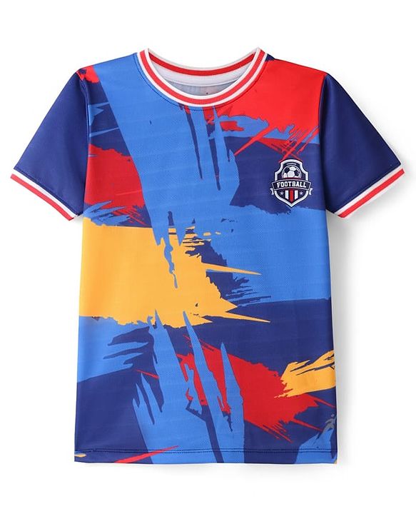 Pine Active Knit Half Sleeves T-Shirt & Shorts Football Set Abstract Print - Multicolour
