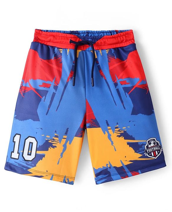 Pine Active Knit Half Sleeves T-Shirt & Shorts Football Set Abstract Print - Multicolour