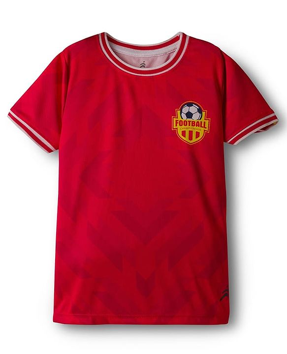 Pine Active Knit Half Sleeves T-Shirt & Shorts Football Set - Red