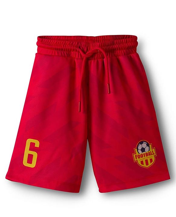 Pine Active Knit Half Sleeves T-Shirt & Shorts Football Set - Red