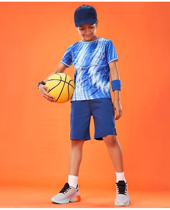 Pine Active Half Sleeves Basketball T-Shirt Numeric Print - Blue