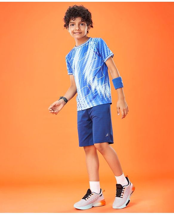 Pine Active Half Sleeves Basketball T-Shirt Numeric Print - Blue