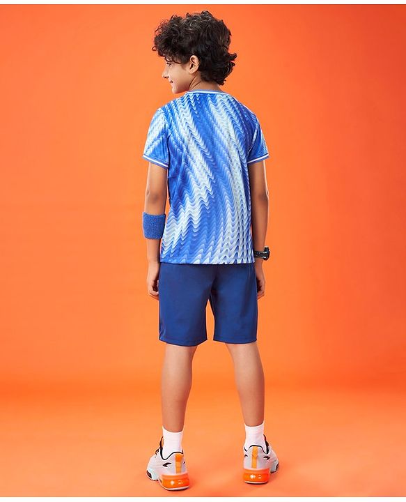 Pine Active Half Sleeves Basketball T-Shirt Numeric Print - Blue