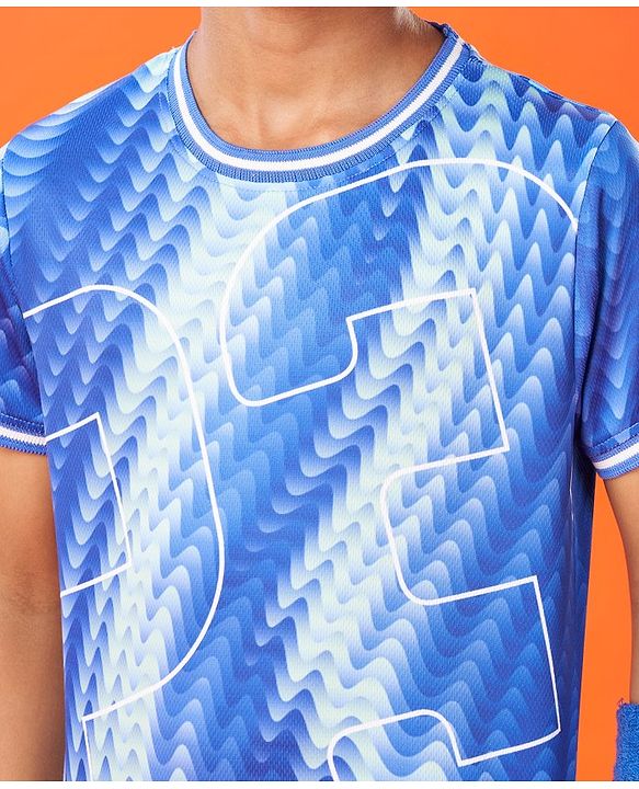 Pine Active Half Sleeves Basketball T-Shirt Numeric Print - Blue