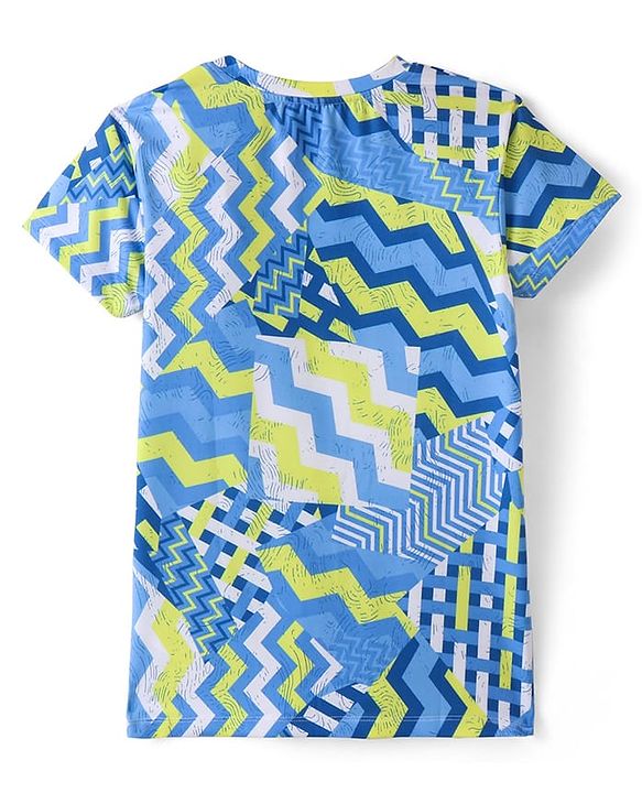 Pine Active Half Sleeves Chevron Printed Stretchable T-Shirt - Blue