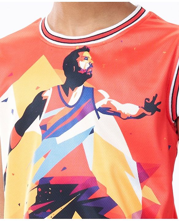 Pine Active Sleeveless Printed Basketball T-Shirt - Multicolour