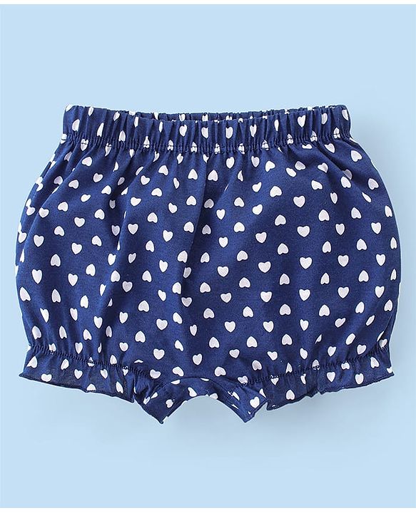 Babyhug 100% Cotton Knit Heart Printed Bloomers Pack of 3 - Multicolour