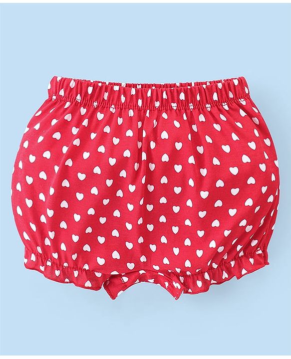 Babyhug 100% Cotton Knit Heart Printed Bloomers Pack of 3 - Multicolour