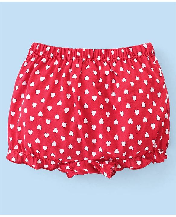 Babyhug 100% Cotton Knit Heart Printed Bloomers Pack of 3 - Multicolour