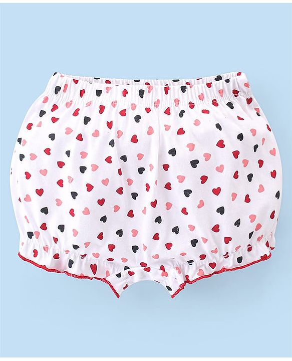 Babyhug 100% Cotton Knit Heart Printed Bloomers Pack of 3 - Multicolour