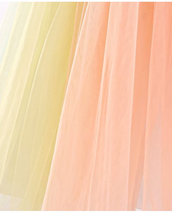 Babyhug Party Wear Sleeveless Dress With Floral Corsage -Multicolour