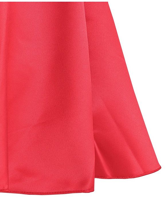 Babyhug Woven Sleeveless Party Frock With Pleats Detailing & Floral Applique - Red