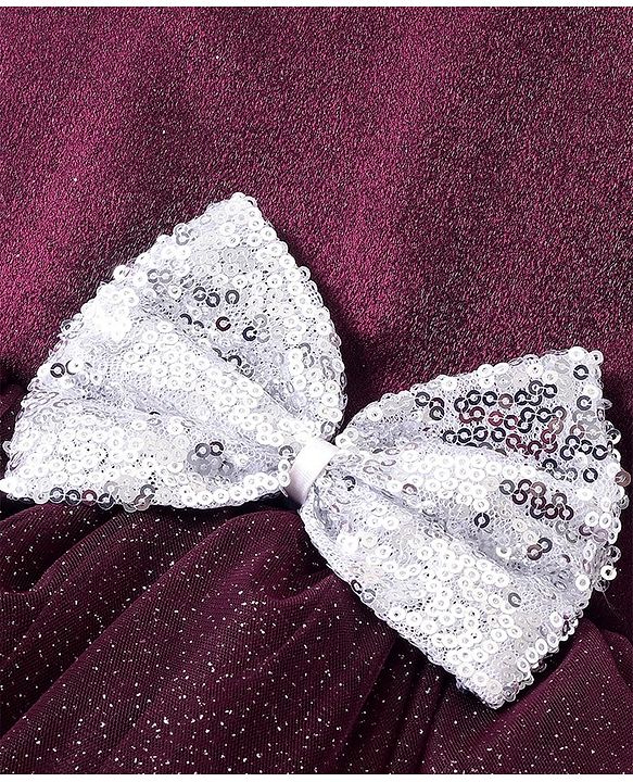 Babyhug Sleeveless Party Wear Fit and Flare Frock with Bow - Maroon