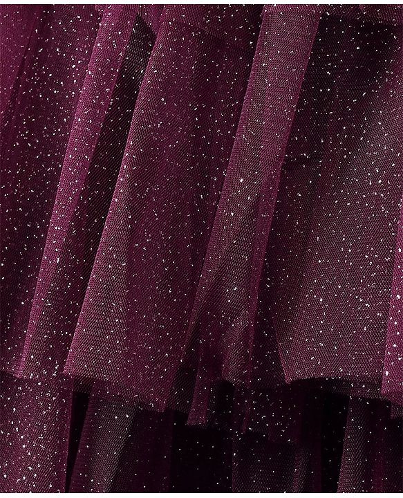 Babyhug Sleeveless Party Wear Fit and Flare Frock with Bow - Maroon