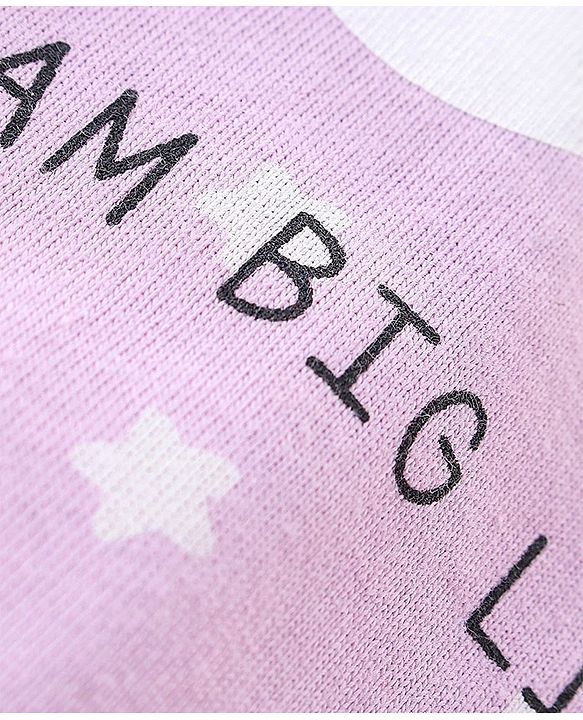 Babyhug Cotton Knit Half Sleeves Nighty With Turtle Print -Lavender