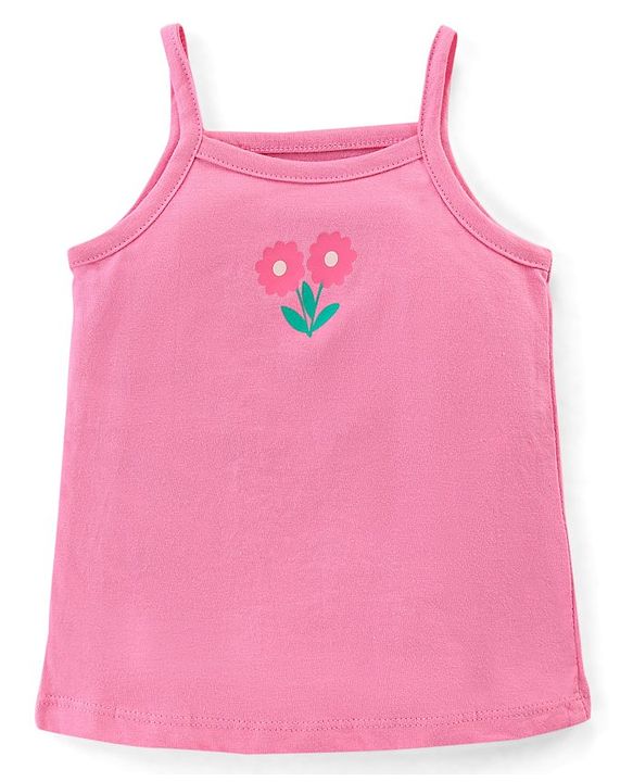 Babyhug 100% Cotton Knit Sleeveless Antibacterial Slips With Floral Print Pack of 3 - Multicolor