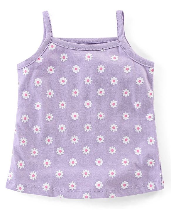 Babyhug 100% Cotton Knit Sleeveless Antibacterial Slips With Floral Print Pack of 3 - Multicolor