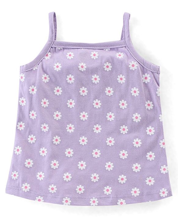 Babyhug 100% Cotton Knit Sleeveless Antibacterial Slips With Floral Print Pack of 3 - Multicolor