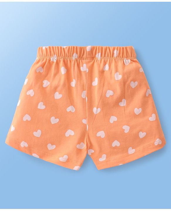 Babyhug Single Jersey Cotton Knit Ice Cream Printed Night Suit - White & Orange