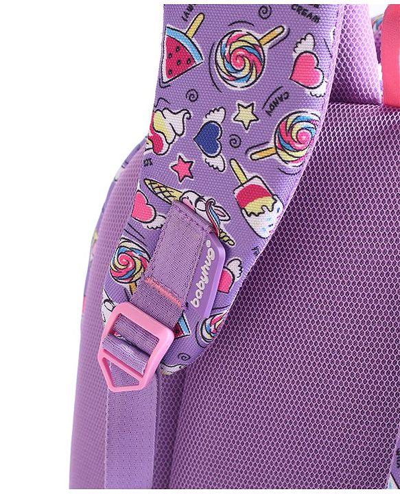 Babyhug Unicorn Print School Backpack|2 Main Compartments, 2 Front Pockets, 2 side Bottle Pockets|Water Resistant|Long lasting and Durable Zippers | Comfortable back cushioning | For School, Travel and Outdoors|Blue- 15inches