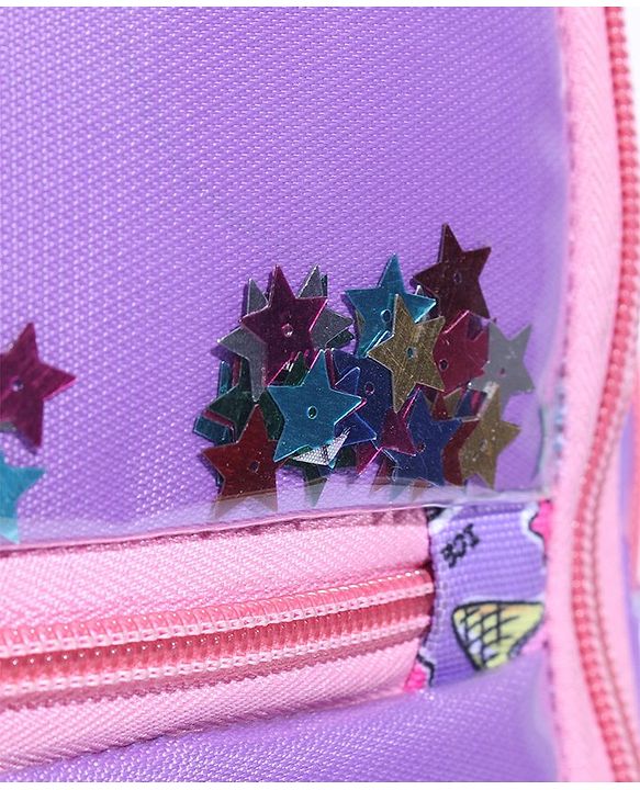 Babyhug Unicorn Print School Backpack|2 Main Compartments, 2 Front Pockets, 2 side Bottle Pockets|Water Resistant|Long lasting and Durable Zippers | Comfortable back cushioning | For School, Travel and Outdoors|Blue- 15inches