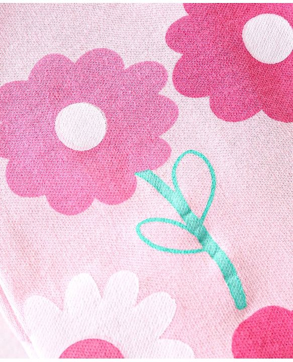 Babyhug 100% Cotton Knit Anti Bacterial Frill Sleeves Vests With Floral Print Pack of 3 - Pink & Purple