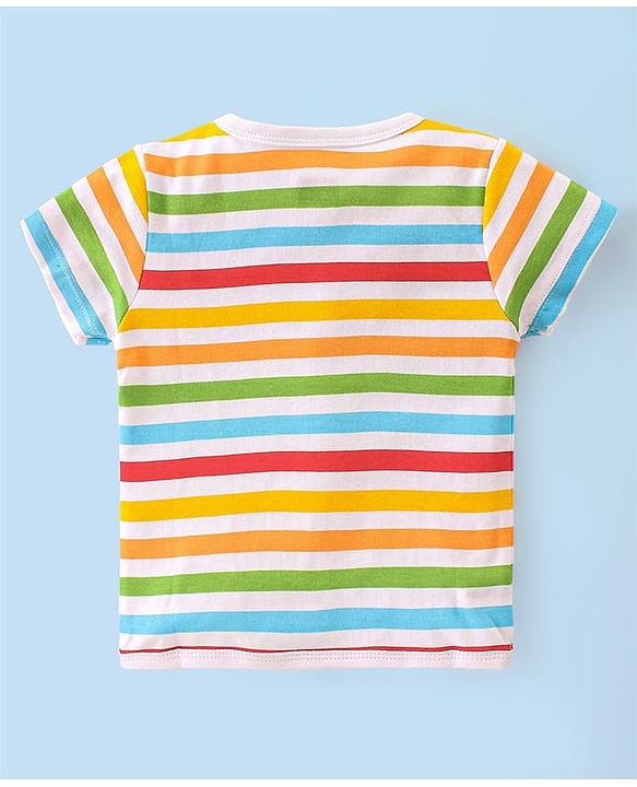 Babyhug 100% Cotton Kint Half Sleeves Antibacterial Front Open Striped Vests Pack of 3 - Multicolor