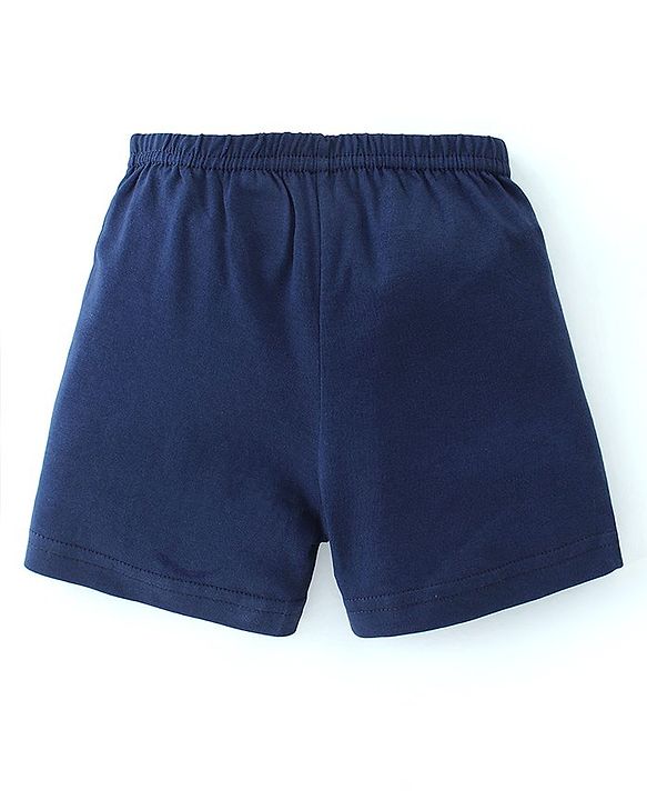 Babyhug 100% Cotton Knit Sleeveless Sando & Shorts Set Number Print -Navy Blue & Red