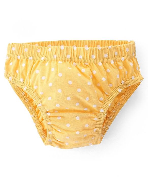 Babyhug 100% Cotton Antibacterial Panties Polka Dot Print Pack of 3 - Pink Yellow & Blue
