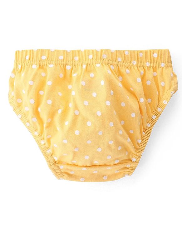 Babyhug 100% Cotton Antibacterial Panties Polka Dot Print Pack of 3 - Pink Yellow & Blue
