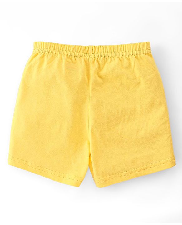 Babyhug 100% Cotton Single Jersey Knit Sleeveless Sando & Shorts Set Frog Print - Green & Yellow