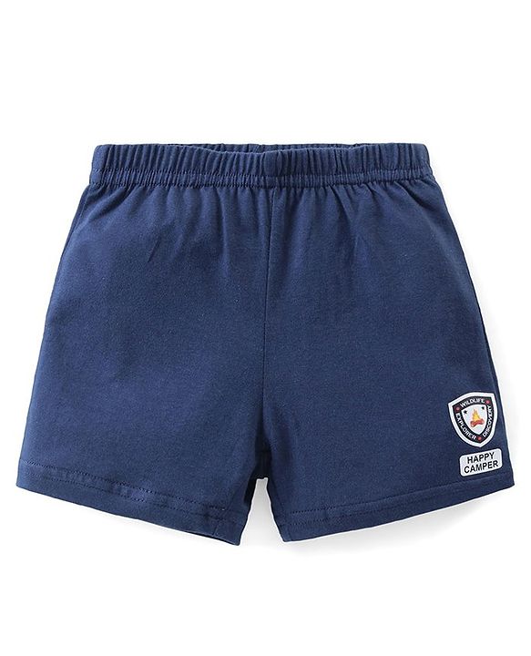 Babyhug 100% Cotton Sleeveless Striped Sando & Solid Shorts Set - Navy Blue
