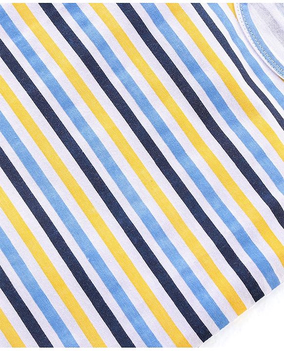 Babyhug 100% Cotton Sleeveless Striped Sando & Solid Shorts Set - Navy Blue