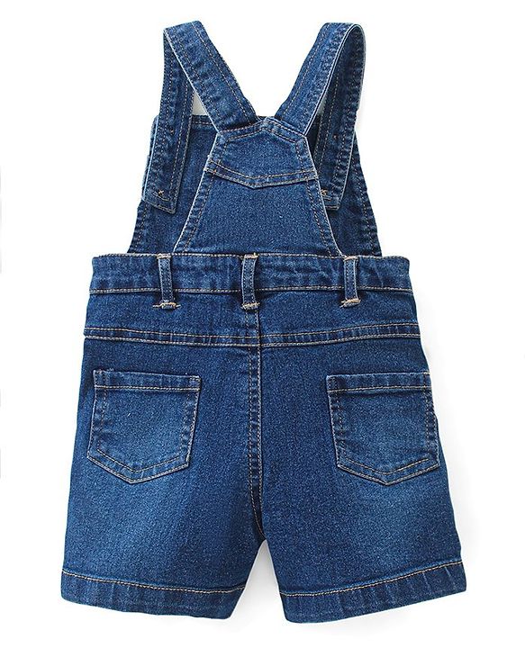 Babyhug Single Jersey Woven Dungaree & Striped Half Sleeves T-Shirt - Multicolour