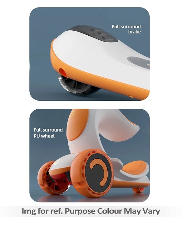 Babyhug Hawk 3in1 Foldable Kids Kick Scooter with Adjustable Seat LED Wheels Wide Standing Deck & 4 Level Height Adjustment