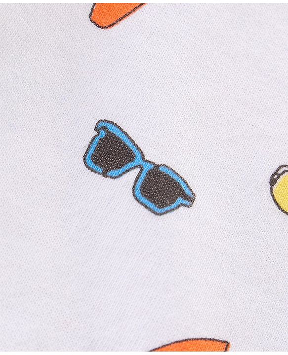 Babyhug Single Jersey Woven Dungaree & Half Sleeves T-Shirt Skate Print - White & Blue