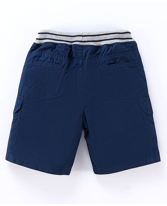Babyhug Cotton Tussor Above Knee Length Bermuda - Navy Blue