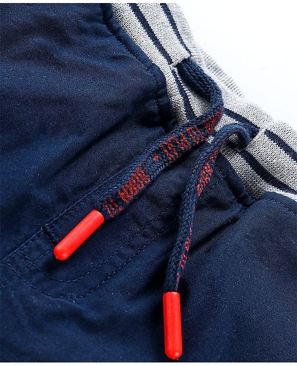 Babyhug Cotton Tussor Above Knee Length Bermuda - Navy Blue