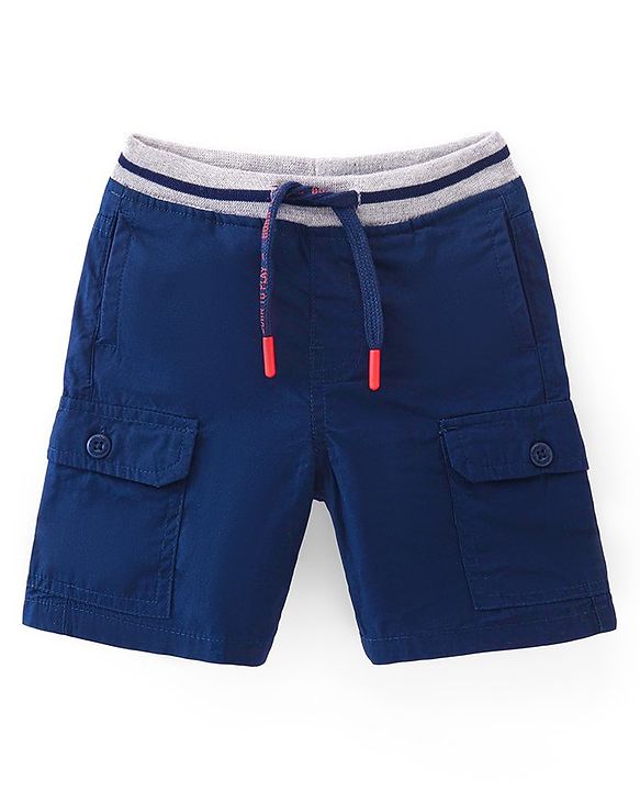 Babyhug Cotton Tussor Above Knee Length Bermuda - Navy Blue