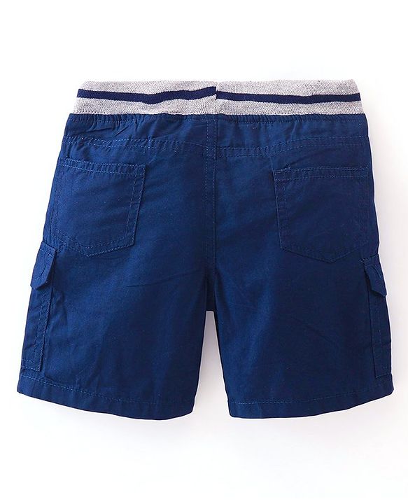 Babyhug Cotton Tussor Above Knee Length Bermuda - Navy Blue