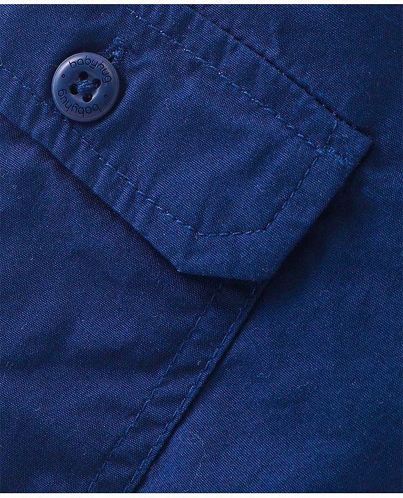 Babyhug Cotton Tussor Above Knee Length Bermuda - Navy Blue