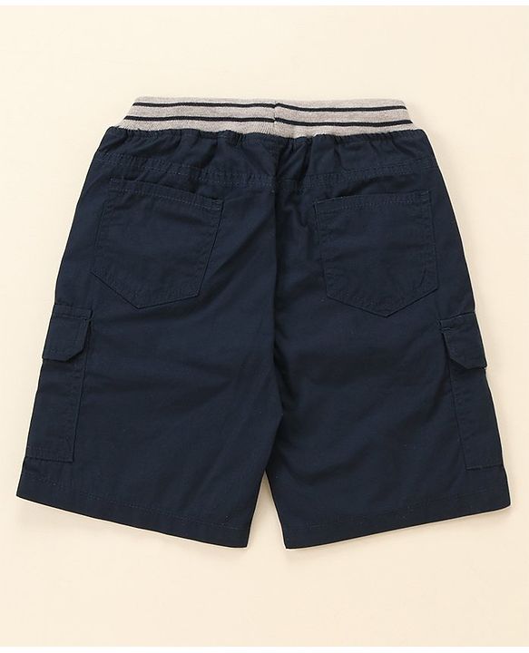 Babyhug Cotton Tussor Above Knee Length Bermuda - Navy Blue