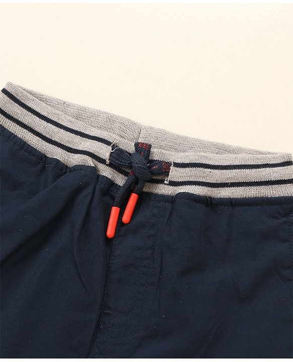 Babyhug Cotton Tussor Above Knee Length Bermuda - Navy Blue