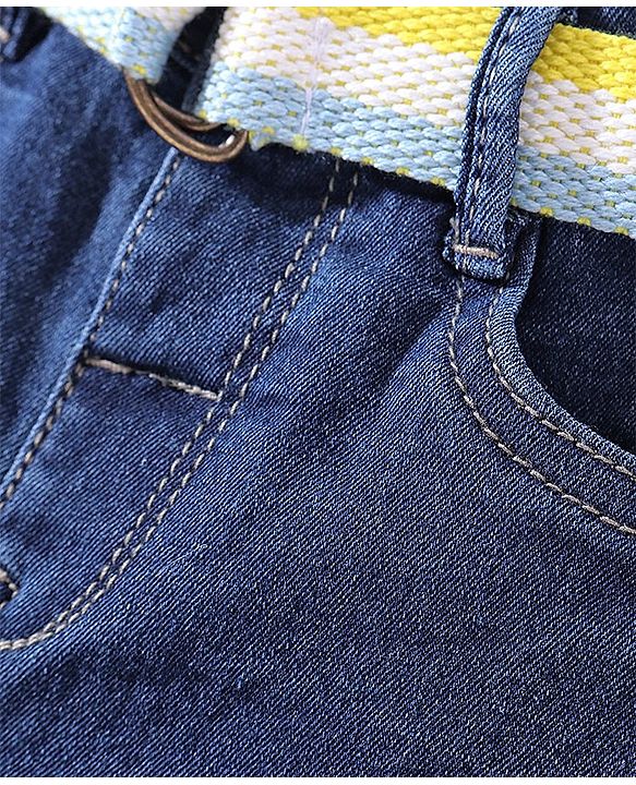Babyhug Cotton Blend Full Length Stretchable Washed Denim Jeans - Blue