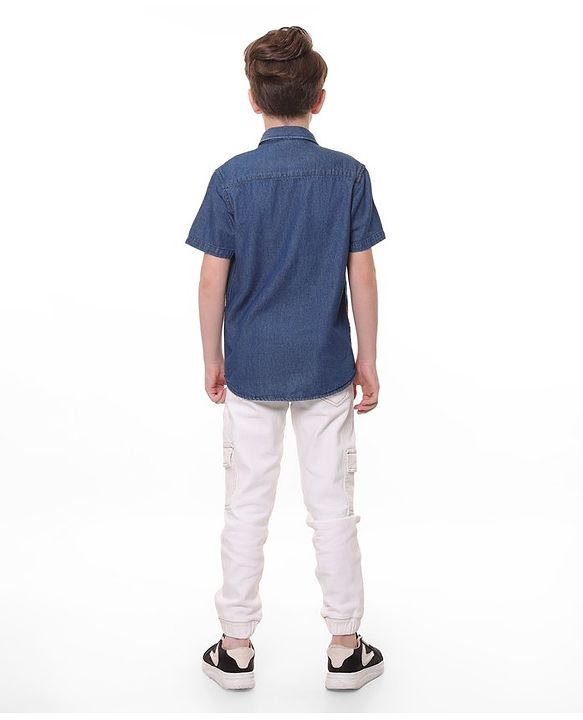 Pine Kids Marvel Denim Half Sleeves Shirt Avengers Print - Blue