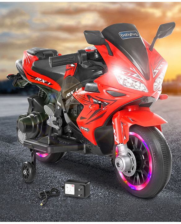 Babyhug R1 EV Battery Operated Ride On Bike With Music LED Lights & Hand Accelerator - Red