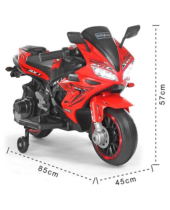 Babyhug R1 EV Battery Operated Ride On Bike With Music LED Lights & Hand Accelerator - Red
