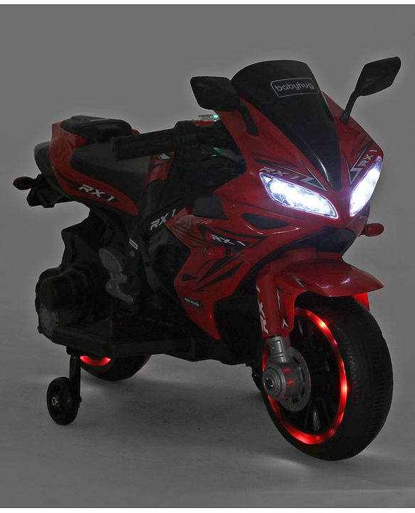 Babyhug R1 EV Battery Operated Ride On Bike With Music LED Lights & Hand Accelerator - Red