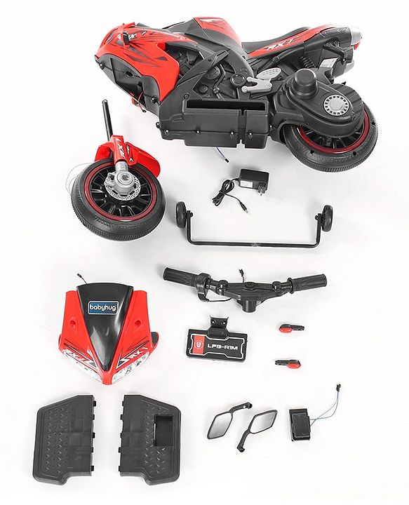 Babyhug R1 EV Battery Operated Ride On Bike With Music LED Lights & Hand Accelerator - Red