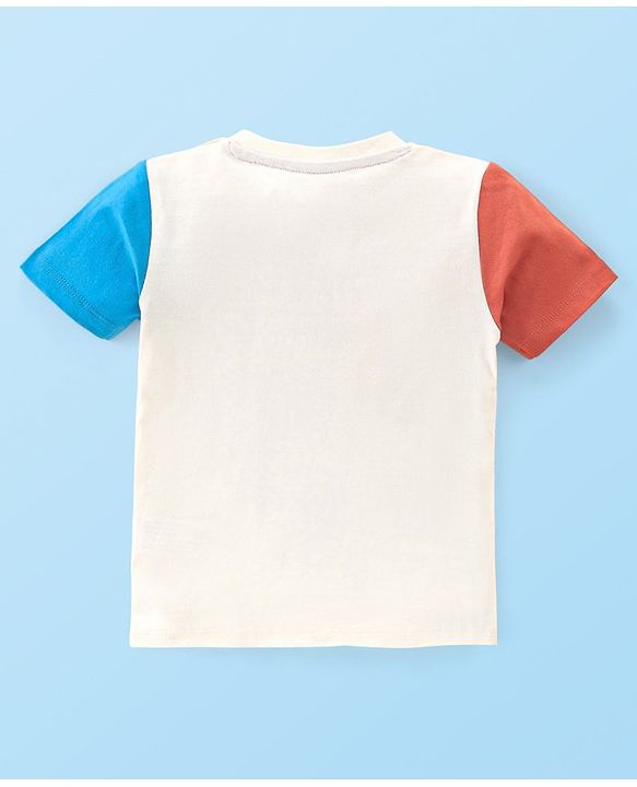 Babyhug Disney Single Jersey Knit Half Sleeves T-Shirt And Shorts Set With Mickey Mouse Graphics - Off White